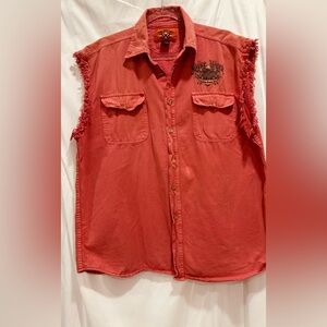 Bike Week 2009 Daytona XL Cut Off Denim Motorcycle Button Down‎ Shirt  Rare